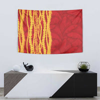 Hawaii Prince Kuhio Tapestry Red Hawaiian Lau Maia With Leis LT05 - Polynesian Pride