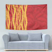 Hawaii Prince Kuhio Tapestry Red Hawaiian Lau Maia With Leis LT05 - Polynesian Pride