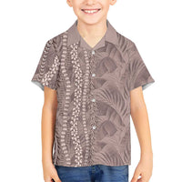 Hawaii Prince Kuhio Kid Hawaiian Shirt Mocha Hawaiian Lau Maia With Leis LT05 Kid Mocha - Polynesian Pride