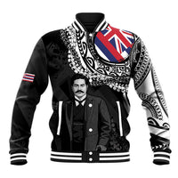 Personalised Hawaii Prince Kuhio Baseball Jacket Hawaiian Maile Lei LT05 Unisex Black - Polynesian Pride