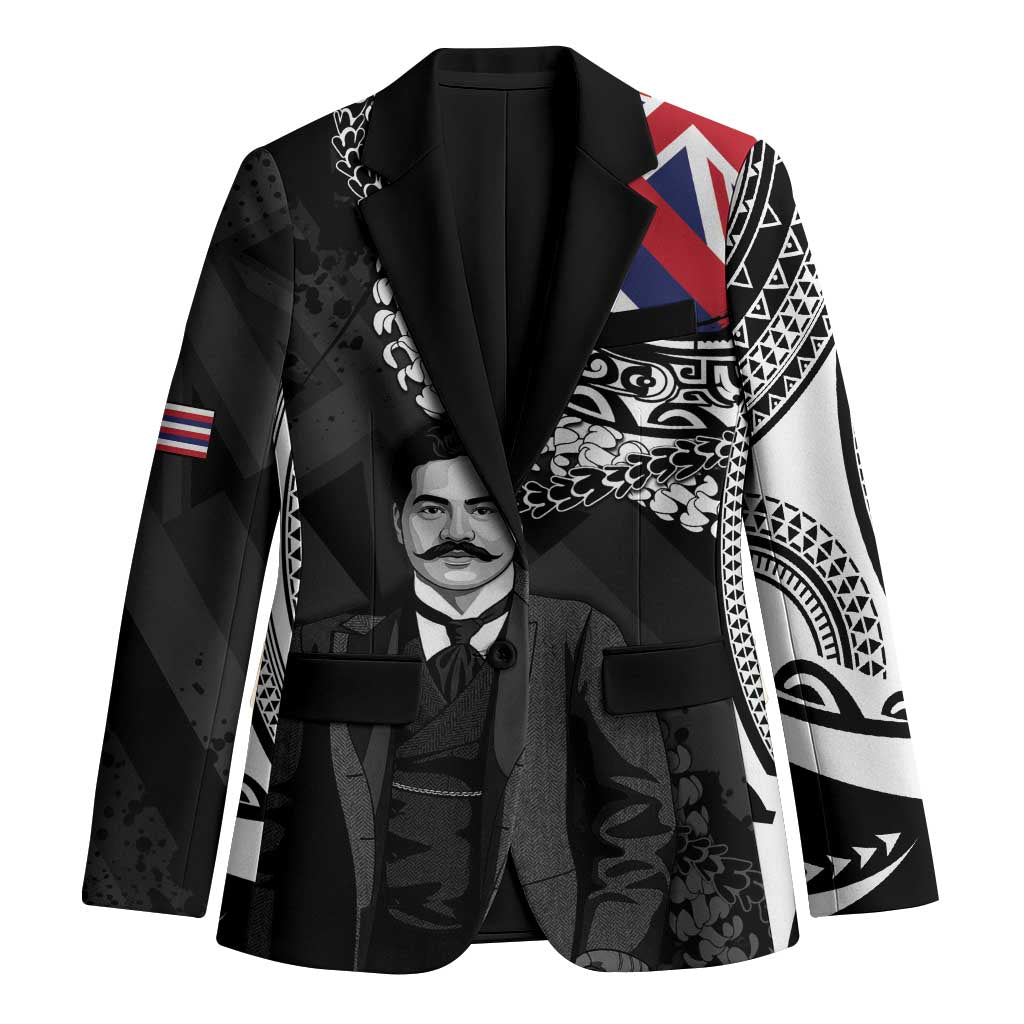 Personalised Hawaii Prince Kuhio Blazer Hawaiian Maile Lei LT05 Unisex Black - Polynesian Pride