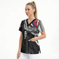 Personalised Hawaii Prince Kuhio Scrub Top Hawaiian Maile Lei LT05 - Polynesian Pride