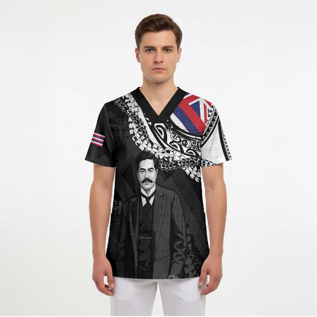 Personalised Hawaii Prince Kuhio Scrub Top Hawaiian Maile Lei LT05 - Polynesian Pride