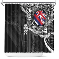 Hawaii Prince Kuhio Shower Curtain Hawaiian Maile Lei LT05 Black - Polynesian Pride