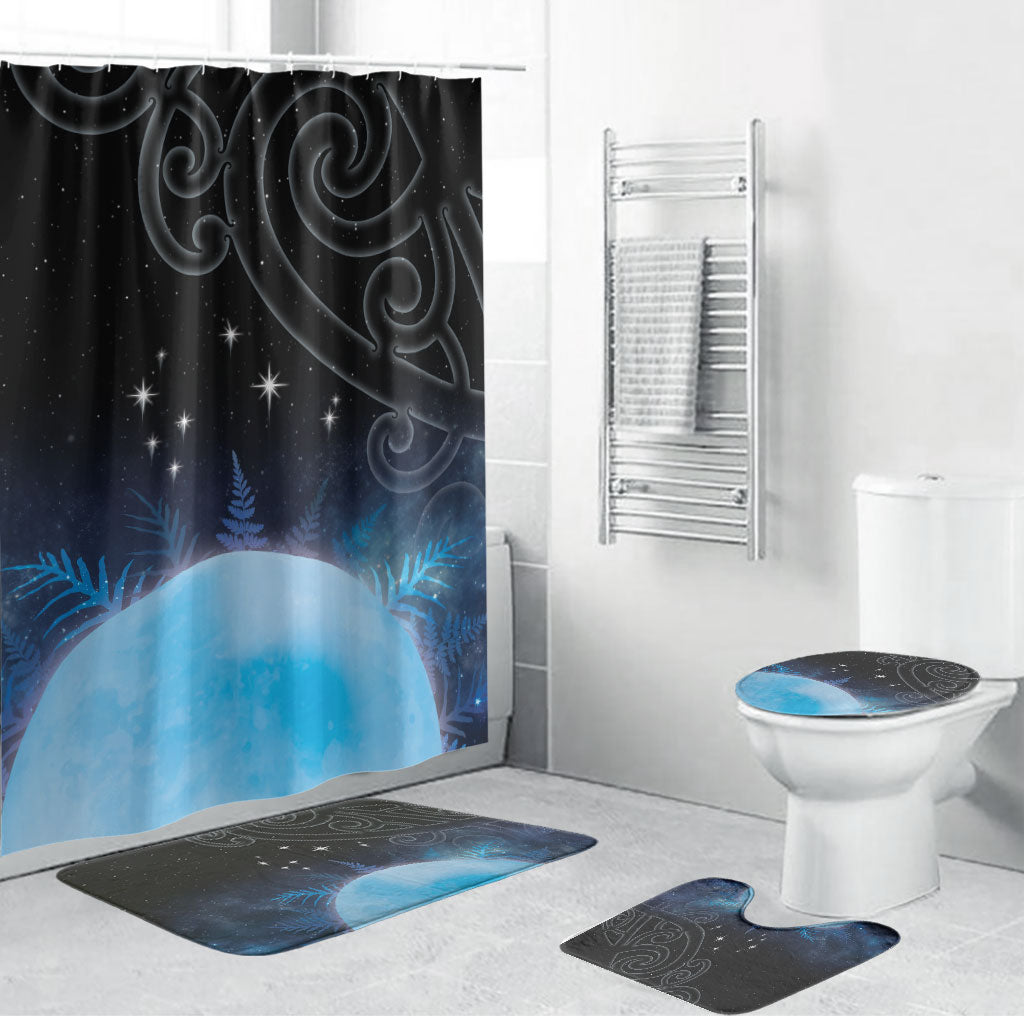 New Zealand Matariki Bathroom Set Pleiades Star Cluster Blue Galaxy LT05 Bathroom Set (4 pcs) Blue - Polynesian Pride