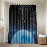 New Zealand Matariki Bathroom Set Pleiades Star Cluster Blue Galaxy LT05 Shower Curtain Only Blue - Polynesian Pride