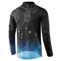 New Zealand Matariki Button Sweatshirt Pleiades Star Cluster Blue Galaxy LT05 - Polynesian Pride