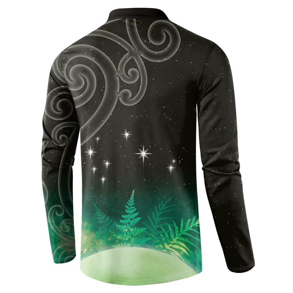New Zealand Matariki Button Sweatshirt Pleiades Star Cluster Green Galaxy LT05 - Polynesian Pride