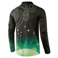 New Zealand Matariki Button Sweatshirt Pleiades Star Cluster Green Galaxy LT05 - Polynesian Pride