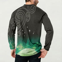 New Zealand Matariki Button Sweatshirt Pleiades Star Cluster Green Galaxy LT05 - Polynesian Pride