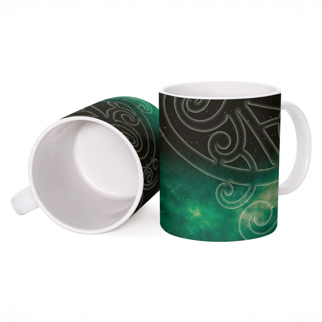 New Zealand Matariki Ceramic Mug Pleiades Star Cluster Green Galaxy LT05 - Polynesian Pride