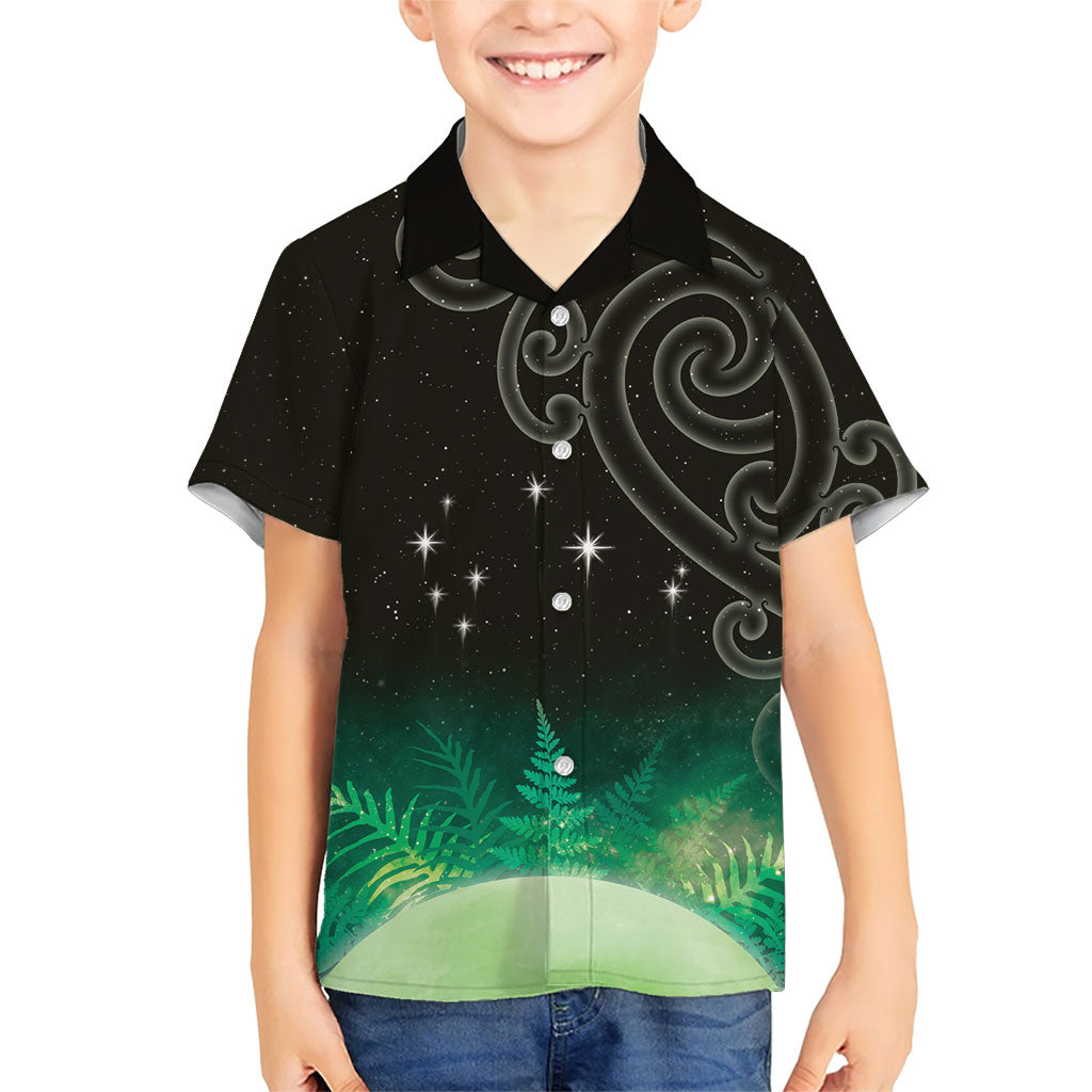 New Zealand Matariki Kid Hawaiian Shirt Pleiades Star Cluster Green Galaxy LT05 Kid Green - Polynesian Pride