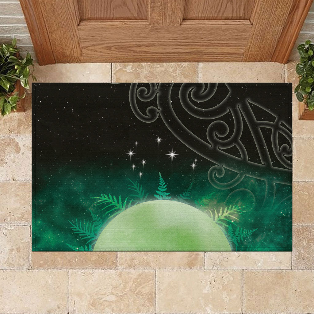 New Zealand Matariki Rubber Doormat Pleiades Star Cluster Green Galaxy LT05 Green - Polynesian Pride