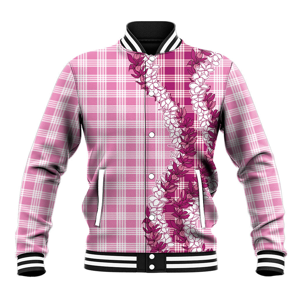 Pink Hawaii Palaka Baseball Jacket Hawaiian Honohono Lei LT05 Unisex Pink - Polynesian Pride