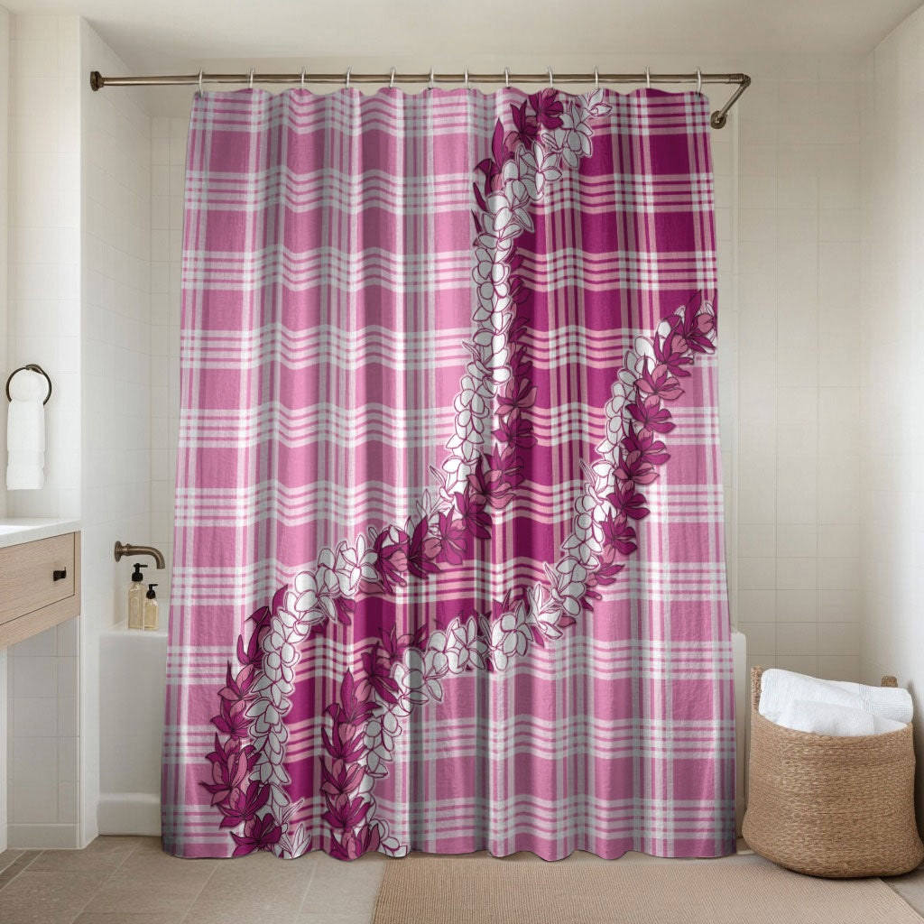 Pink Hawaii Palaka Bathroom Set Hawaiian Honohono Lei LT05 Shower Curtain Only Pink - Polynesian Pride