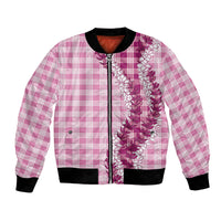 Pink Hawaii Palaka Bomber Jacket Hawaiian Honohono Lei LT05 Unisex Pink - Polynesian Pride