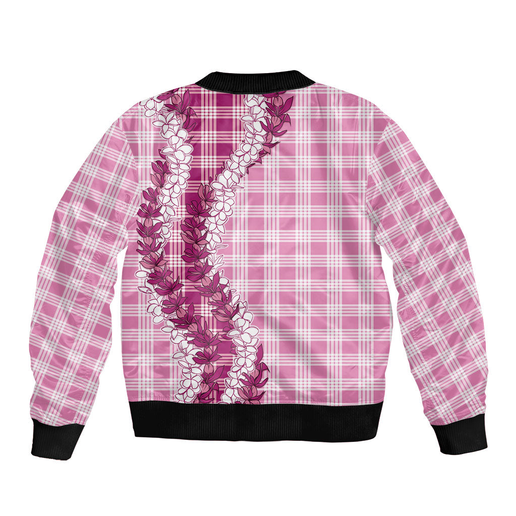 Pink Hawaii Palaka Bomber Jacket Hawaiian Honohono Lei LT05 - Polynesian Pride