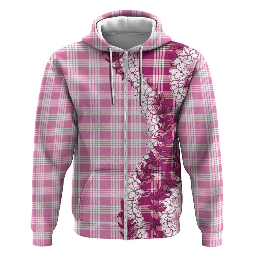 Pink Hawaii Palaka Hoodie Hawaiian Honohono Lei LT05 Zip Hoodie Pink - Polynesian Pride