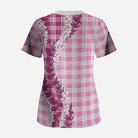 Pink Hawaii Palaka Scrub Top Hawaiian Honohono Lei LT05 - Polynesian Pride