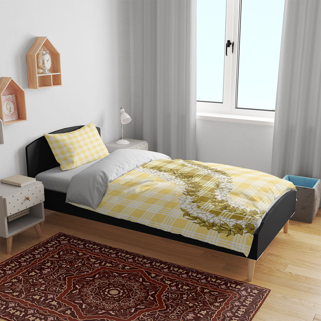 Yellow Hawaii Palaka Bedding Set Hawaiian Honohono Lei LT05 - Polynesian Pride