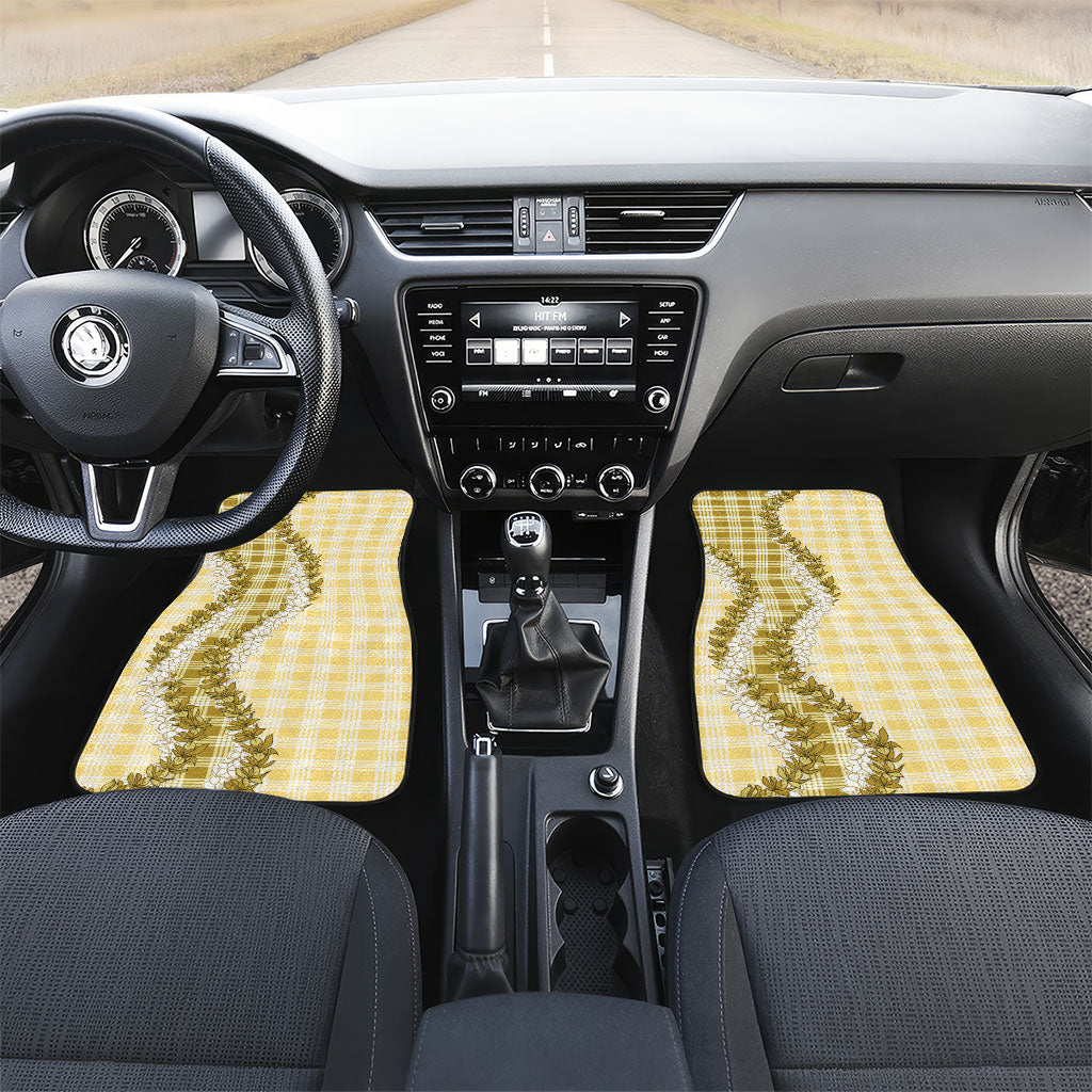 Yellow Hawaii Palaka Car Mats Hawaiian Honohono Lei LT05 Set 2pcs - Front Yellow - Polynesian Pride