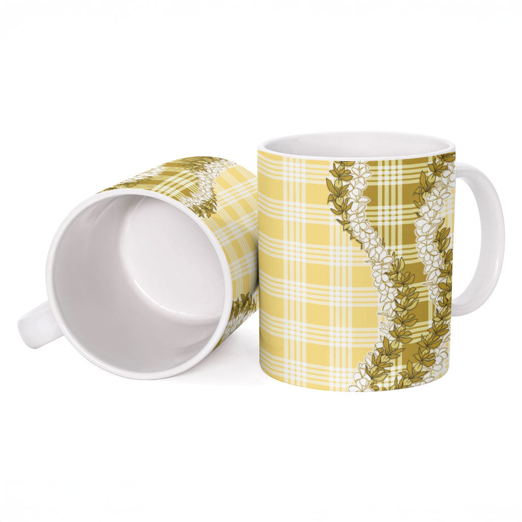 Yellow Hawaii Palaka Ceramic Mug Hawaiian Honohono Lei LT05 - Polynesian Pride