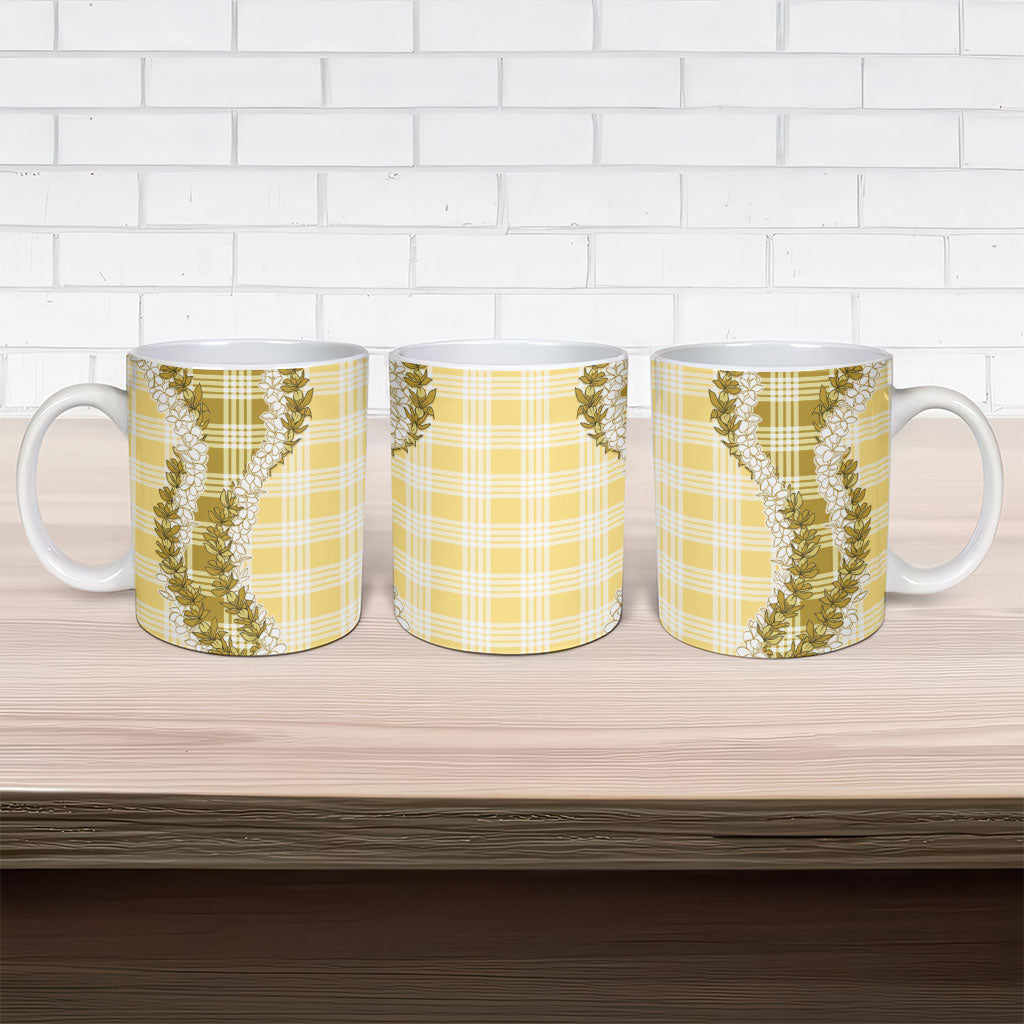 Yellow Hawaii Palaka Ceramic Mug Hawaiian Honohono Lei LT05 - Polynesian Pride