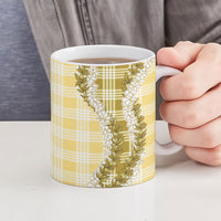 Yellow Hawaii Palaka Ceramic Mug Hawaiian Honohono Lei LT05 - Polynesian Pride