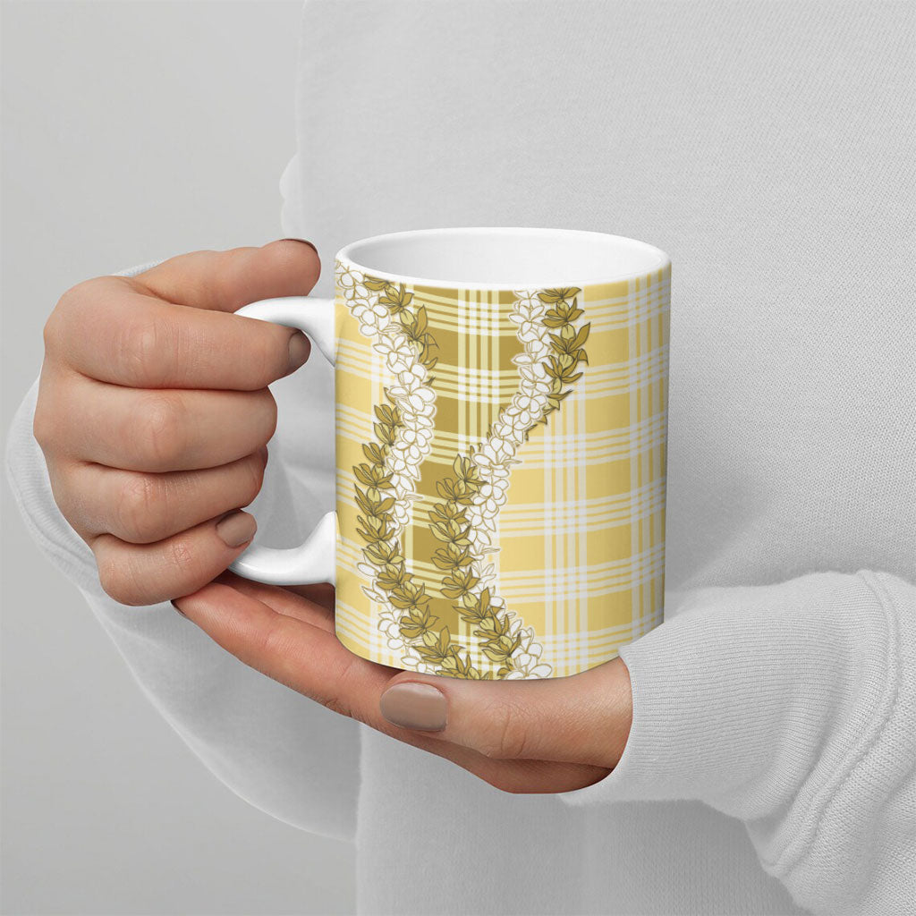 Yellow Hawaii Palaka Ceramic Mug Hawaiian Honohono Lei LT05 - Polynesian Pride