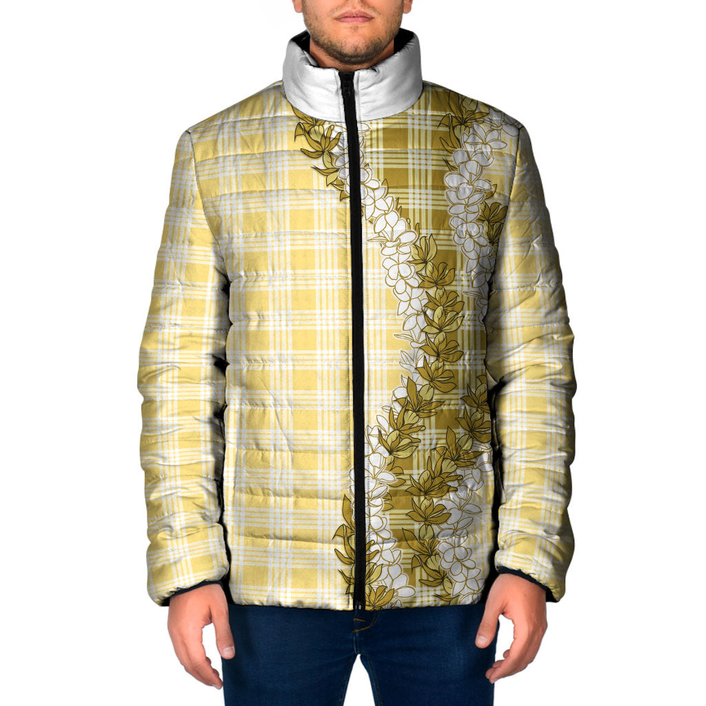 Yellow Hawaii Palaka Padded Jacket Hawaiian Honohono Lei LT05 Men Yellow - Polynesian Pride