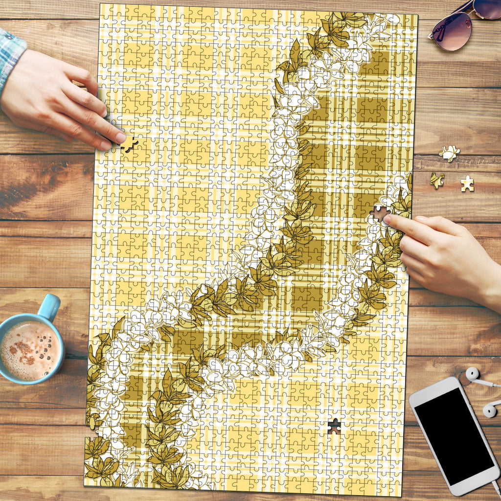 Yellow Hawaii Palaka Puzzle Hawaiian Honohono Lei LT05 Yellow - Polynesian Pride
