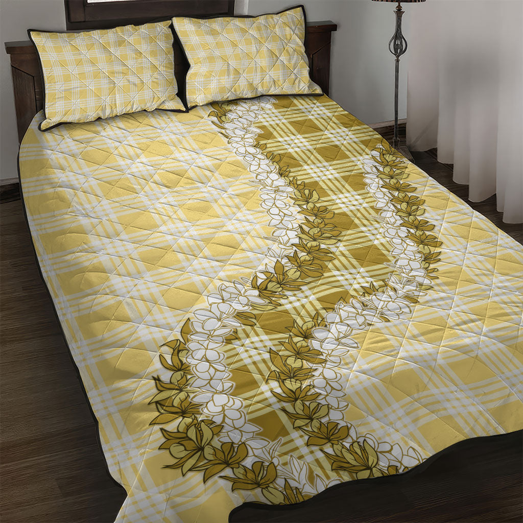 Yellow Hawaii Palaka Quilt Bed Set Hawaiian Honohono Lei LT05 Yellow - Polynesian Pride