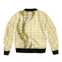 Yellow Hawaii Palaka Sleeve Zip Bomber Jacket Hawaiian Honohono Lei LT05 - Polynesian Pride