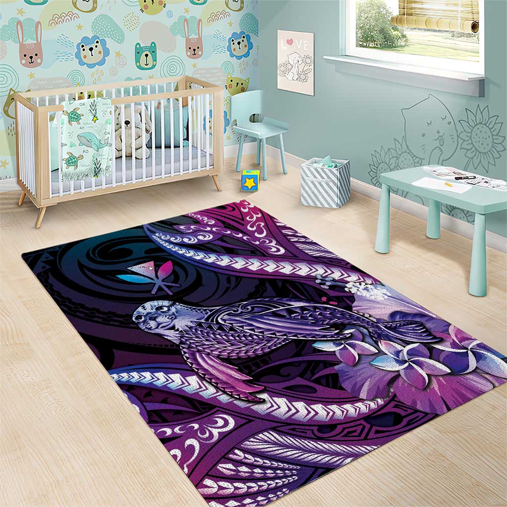 Hawaiian Monk Seal Area Rug Kakau Tribal Pattern Violet Gradient LT05 - Polynesian Pride