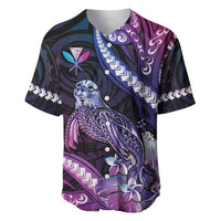 Hawaiian Monk Seal Baseball Jersey Kakau Tribal Pattern Violet Gradient LT05 Violet - Polynesian Pride