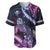 Hawaiian Monk Seal Baseball Jersey Kakau Tribal Pattern Violet Gradient