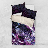 Hawaiian Monk Seal Bedding Set Kakau Tribal Pattern Violet Gradient LT05 US Twin 172cm x 218cm Violet - Polynesian Pride
