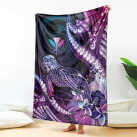 Hawaiian Monk Seal Blanket Kakau Tribal Pattern Violet Gradient LT05 - Polynesian Pride