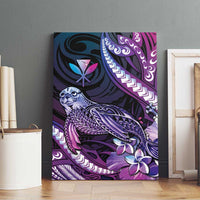 Hawaiian Monk Seal Canvas Wall Art Kakau Tribal Pattern Violet Gradient LT05 - Polynesian Pride