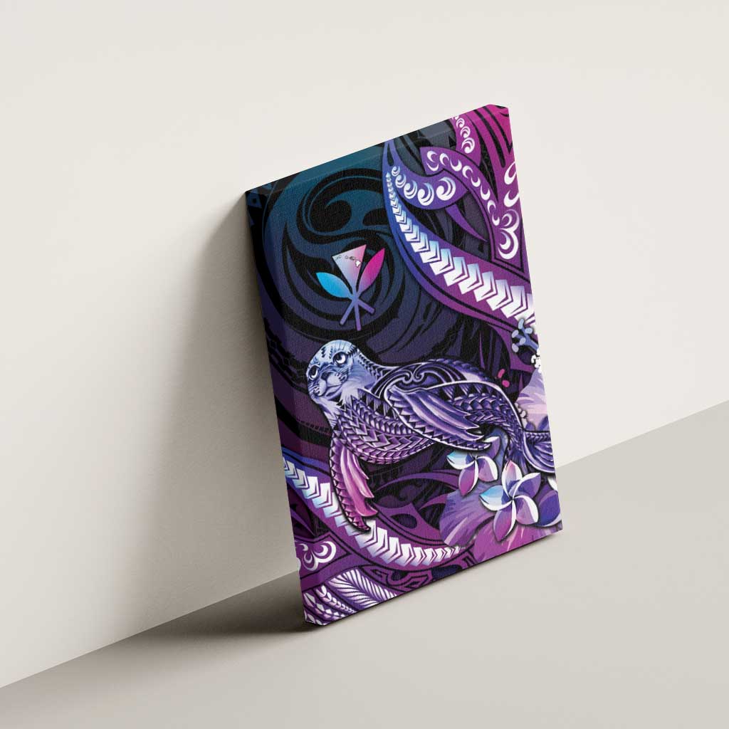 Hawaiian Monk Seal Canvas Wall Art Kakau Tribal Pattern Violet Gradient LT05 - Polynesian Pride