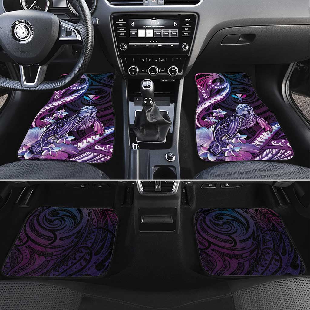 Hawaiian Monk Seal Car Mats Kakau Tribal Pattern Violet Gradient LT05 Set 4pcs Violet - Polynesian Pride