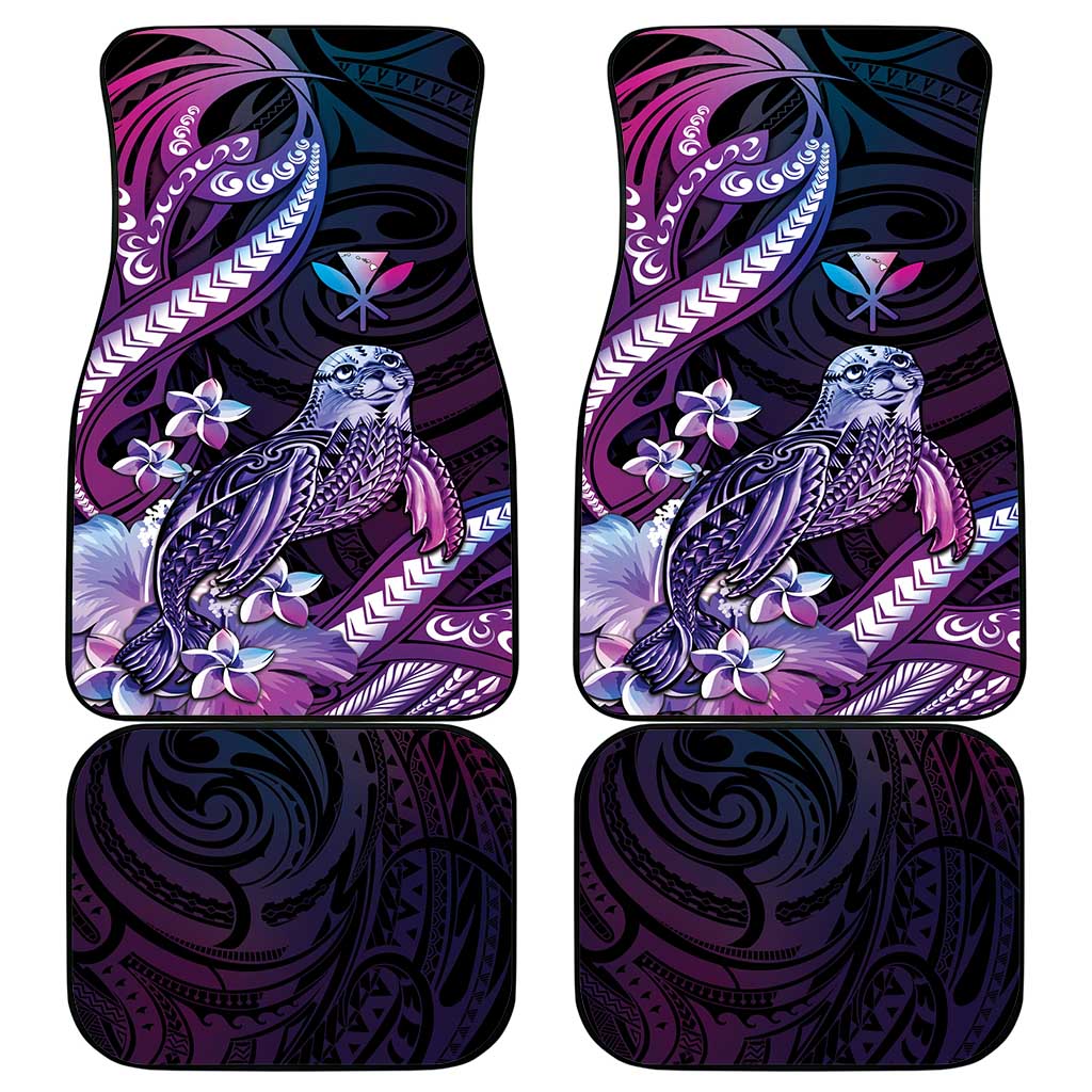 Hawaiian Monk Seal Car Mats Kakau Tribal Pattern Violet Gradient LT05 - Polynesian Pride