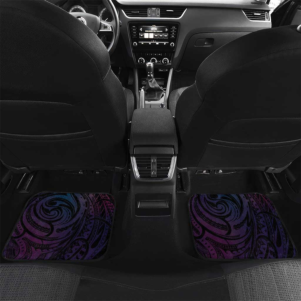 Hawaiian Monk Seal Car Mats Kakau Tribal Pattern Violet Gradient LT05 Set 2pcs - Back Violet - Polynesian Pride