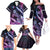 Hawaiian Monk Seal Family Matching Off The Shoulder Long Sleeve Dress and Hawaiian Shirt Kakau Tribal Pattern Violet Gradient