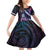 Hawaiian Monk Seal Family Matching Off Shoulder Short Dress and Hawaiian Shirt Kakau Tribal Pattern Violet Gradient