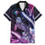 Hawaiian Monk Seal Family Matching Off Shoulder Short Dress and Hawaiian Shirt Kakau Tribal Pattern Violet Gradient