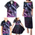 Hawaiian Monk Seal Family Matching Puletasi and Hawaiian Shirt Kakau Tribal Pattern Violet Gradient