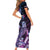 Hawaiian Monk Seal Family Matching Short Sleeve Bodycon Dress and Hawaiian Shirt Kakau Tribal Pattern Violet Gradient