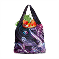 Hawaiian Monk Seal Grocery Bag Kakau Tribal Pattern Violet Gradient LT05 1-pack One Size Violet - Polynesian Pride