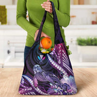 Hawaiian Monk Seal Grocery Bag Kakau Tribal Pattern Violet Gradient LT05 - Polynesian Pride